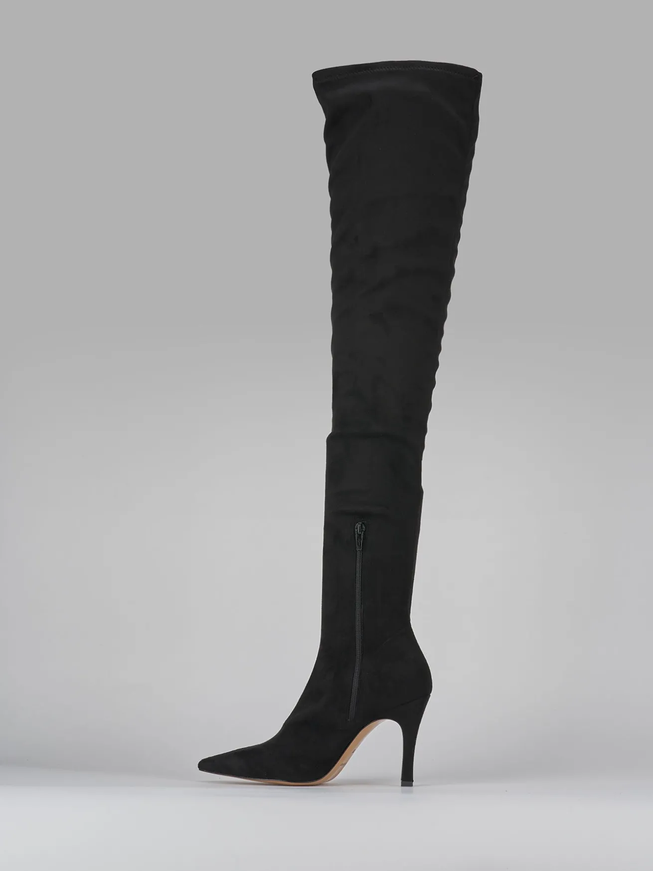 Stivali tacco 9cm camoscio nero