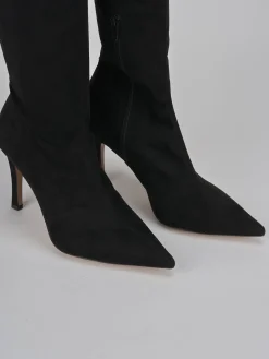 Stivali tacco 9cm camoscio nero