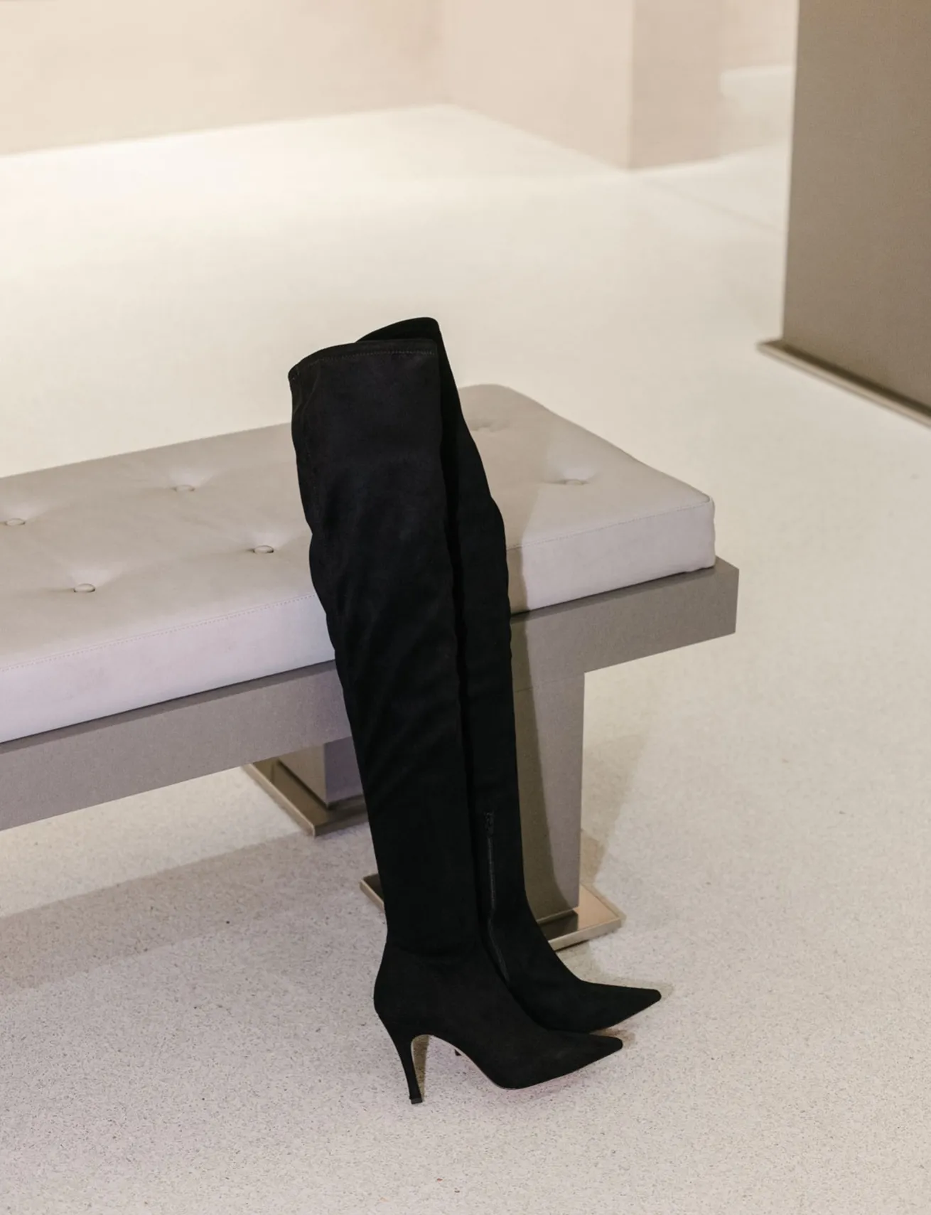 Stivali tacco 9cm camoscio nero