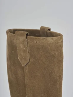 Stivali tacco 1cm camoscio marrone