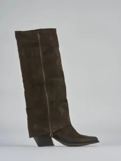 Stivali tacco 7cm camoscio testa