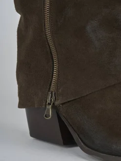 Stivali tacco 7cm camoscio testa