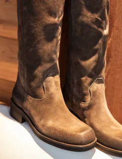 Stivali tacco 4cm camoscio testa