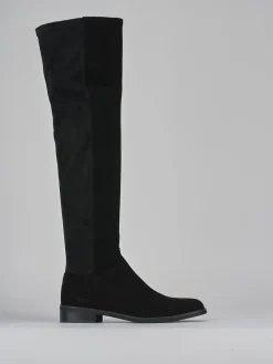 Stivali tacco 2cm camoscio nero