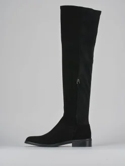 Stivali tacco 2cm camoscio nero