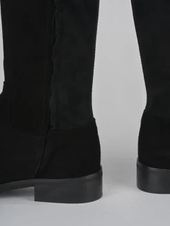 Stivali tacco 2cm camoscio nero