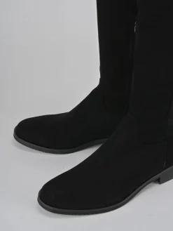 Stivali tacco 2cm camoscio nero