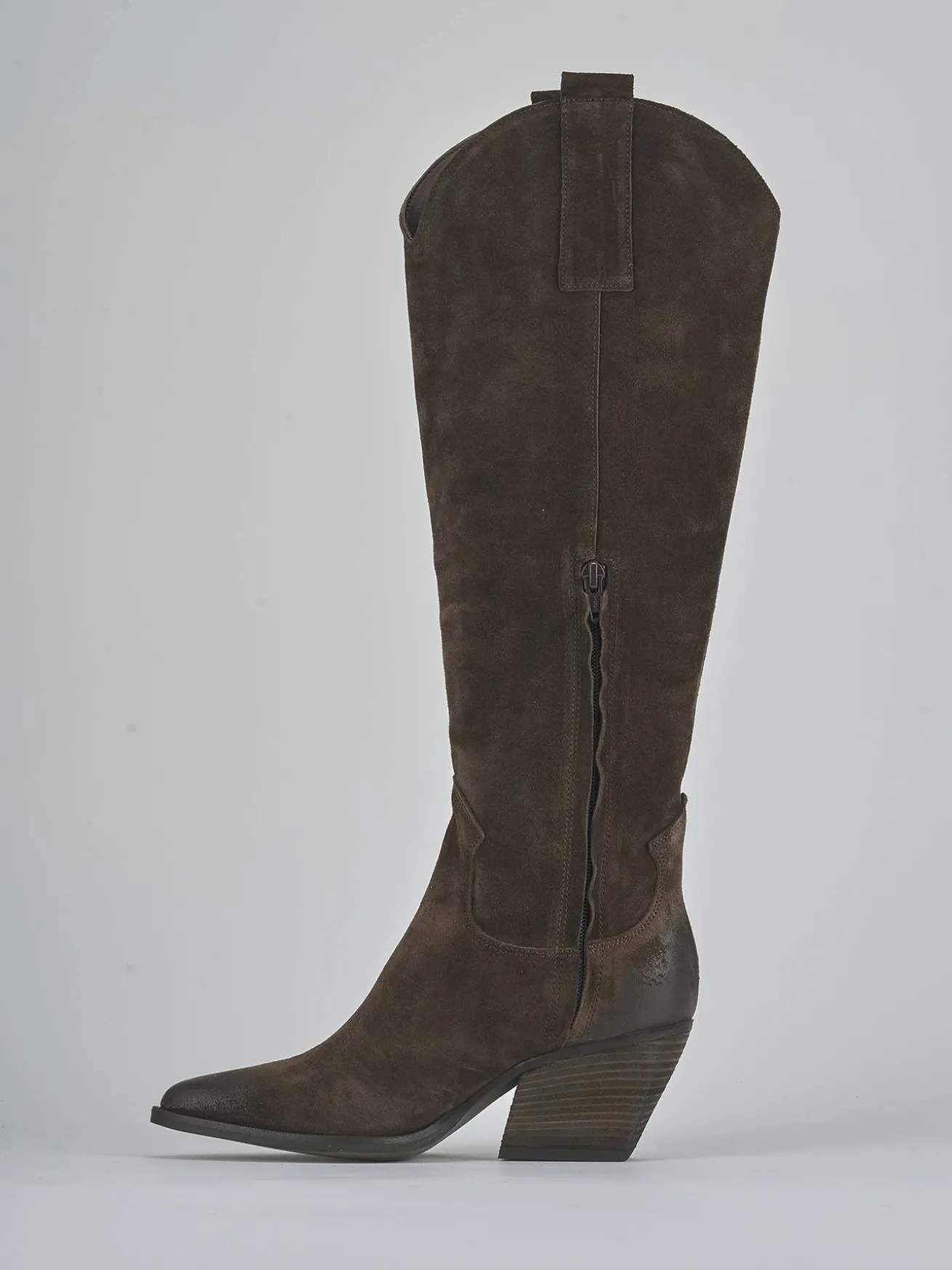 Stivali tacco 6cm camoscio testa