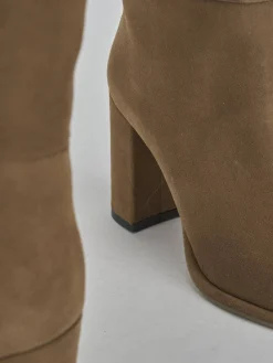 Stivali tacco 9cm camoscio marrone