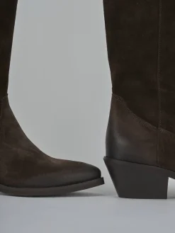 Stivali tacco 6cm camoscio testa