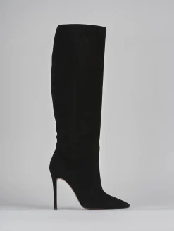 Stivali tacco 12cm camoscio nero
