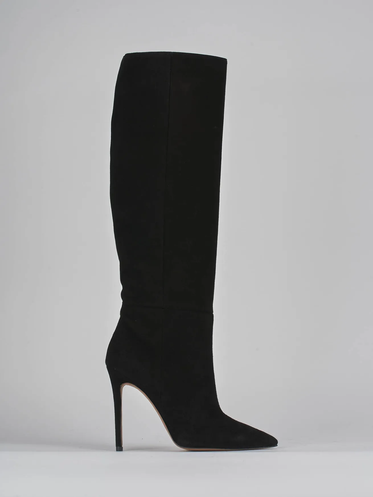 Stivali tacco 12cm camoscio nero