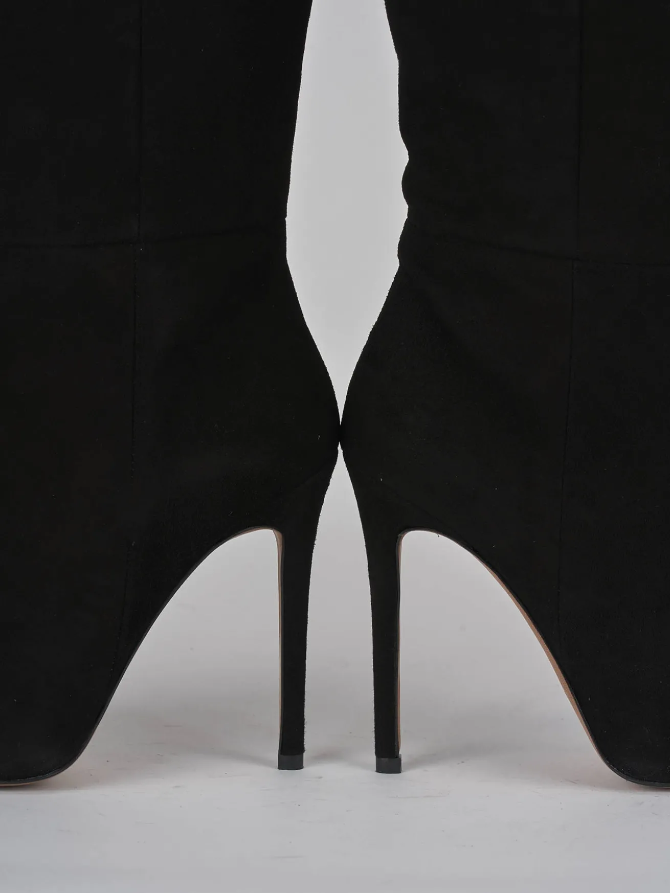 Stivali tacco 12cm camoscio nero