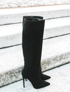 Stivali tacco 12cm camoscio nero