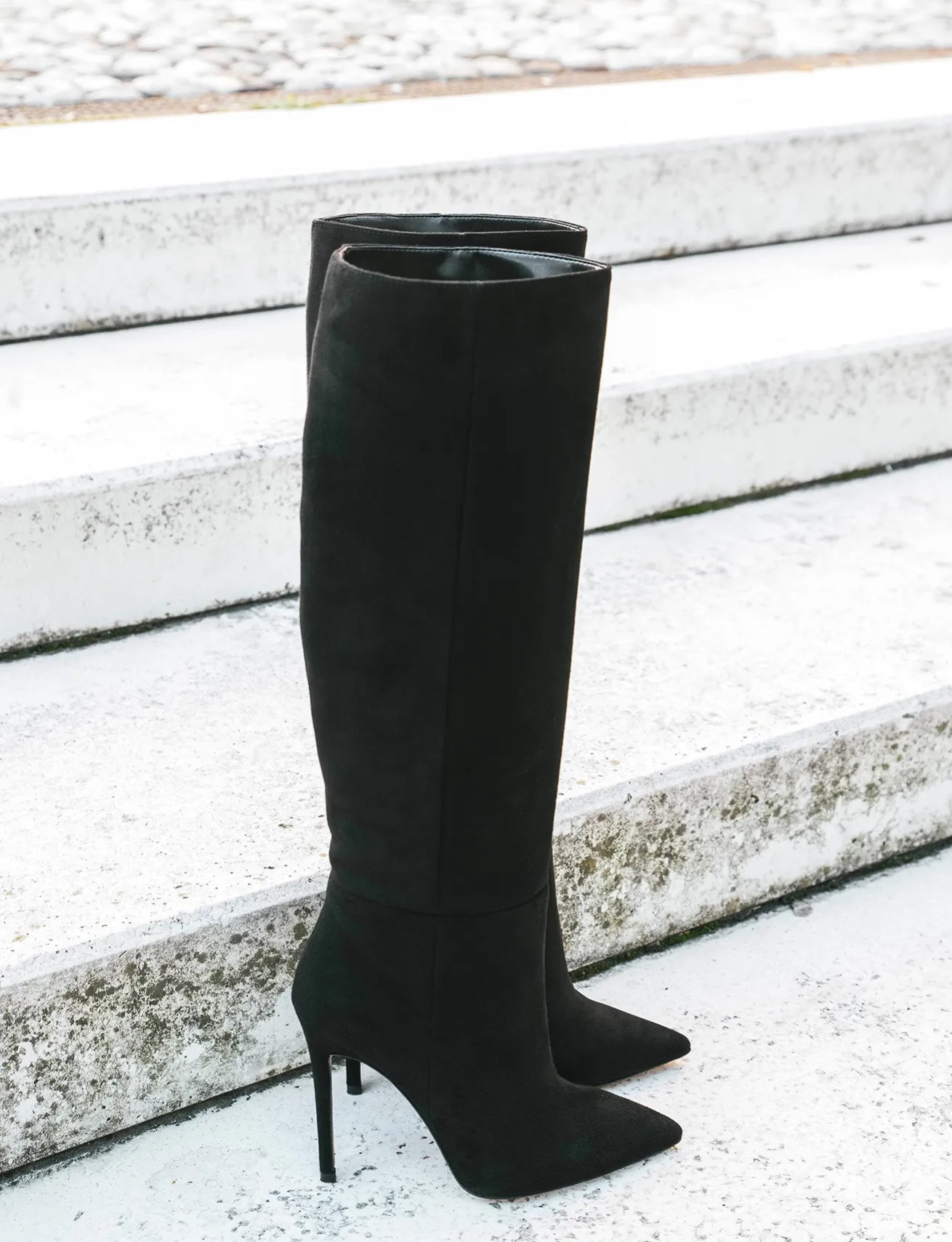 Stivali tacco 12cm camoscio nero