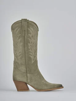 Stivali tacco 7cm camoscio verde