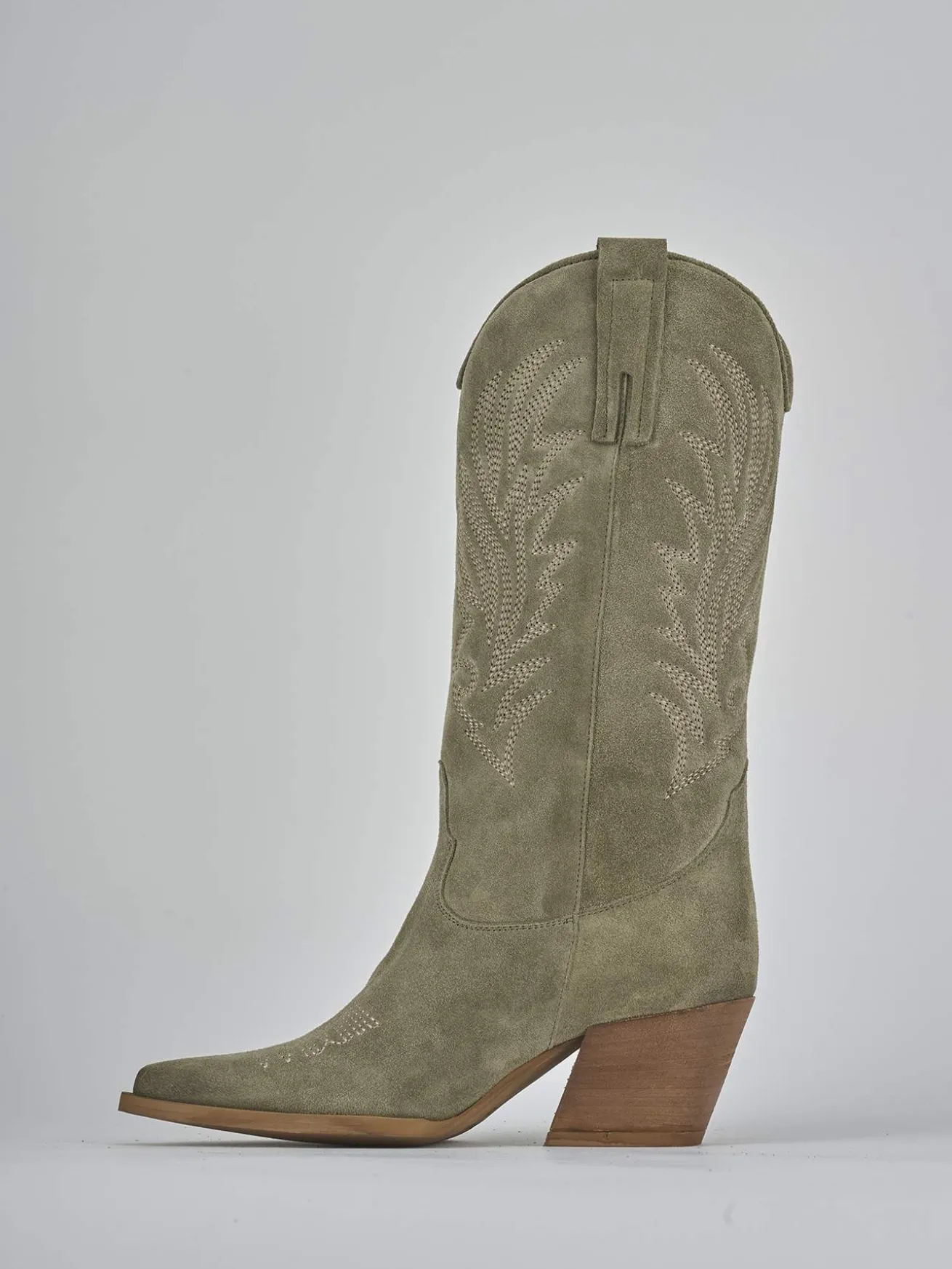 Stivali tacco 7cm camoscio verde