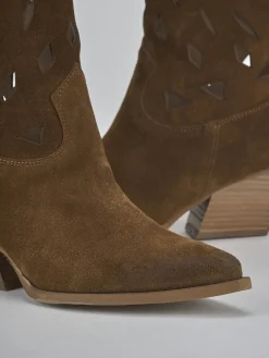 Stivali tacco 6cm camoscio marrone