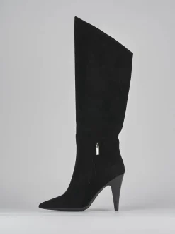 Stivali tacco 11cm camoscio nero