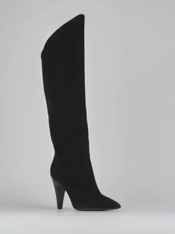 Stivali tacco 11cm camoscio nero