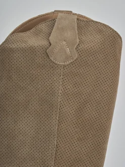 Stivali tacco 6cm camoscio marrone