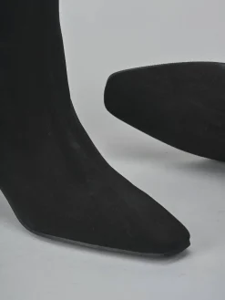 Stivali tacco 5cm camoscio nero