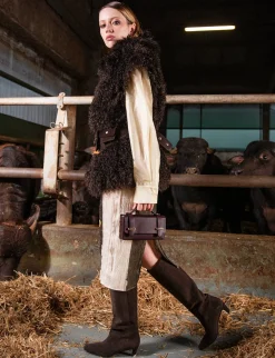 Stivali tacco 5cm camoscio testa