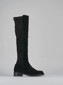 Stivali tacco 2cm camoscio nero