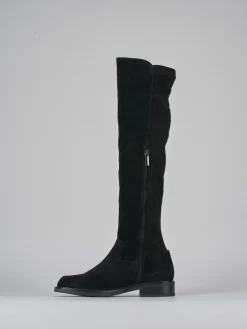 Stivali tacco 2cm camoscio nero