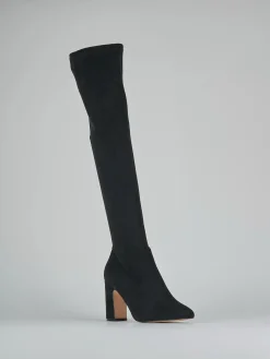 Stivali tacco 9cm camoscio sostenible nero