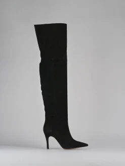 Stivali tacco 9cm camoscio nero