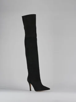 Stivali tacco 9cm camoscio nero