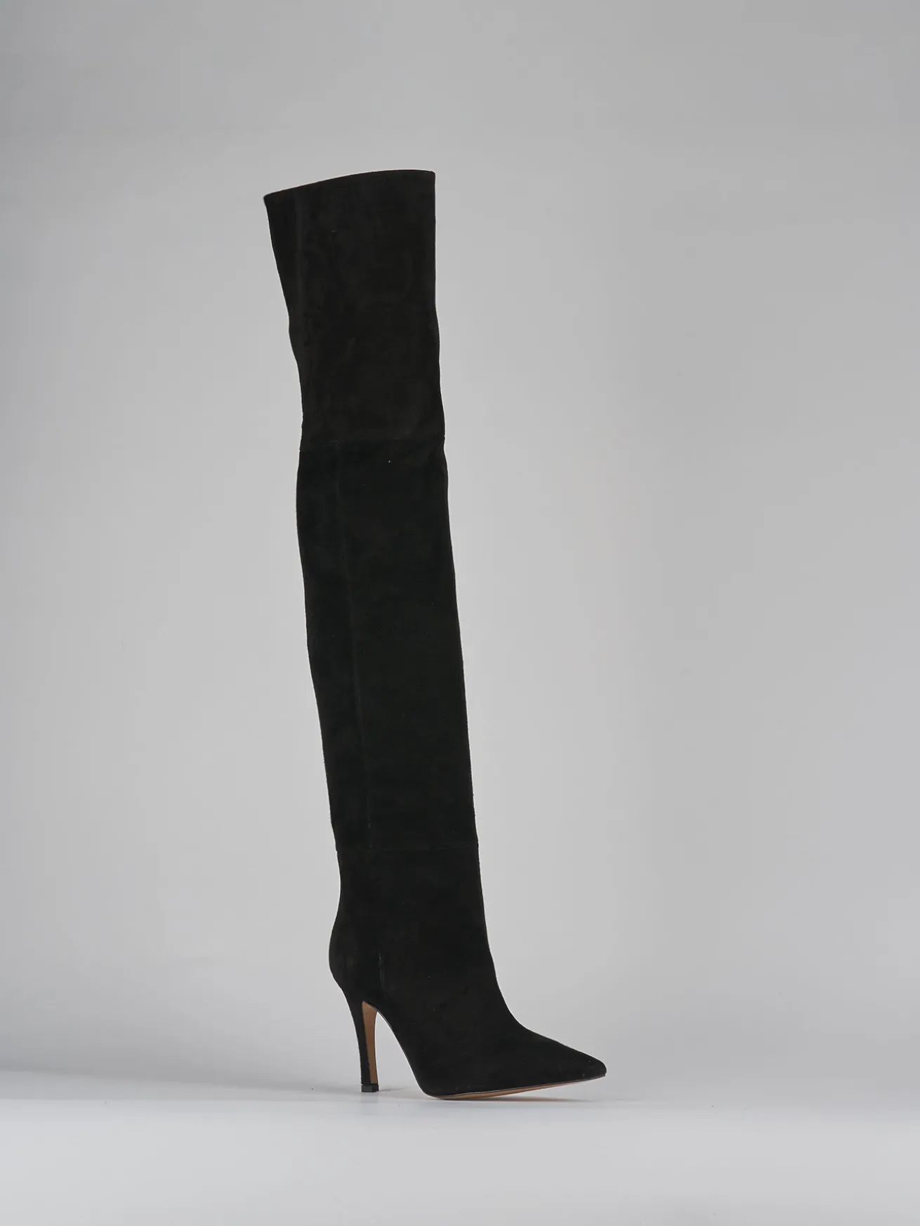 Stivali tacco 9cm camoscio nero