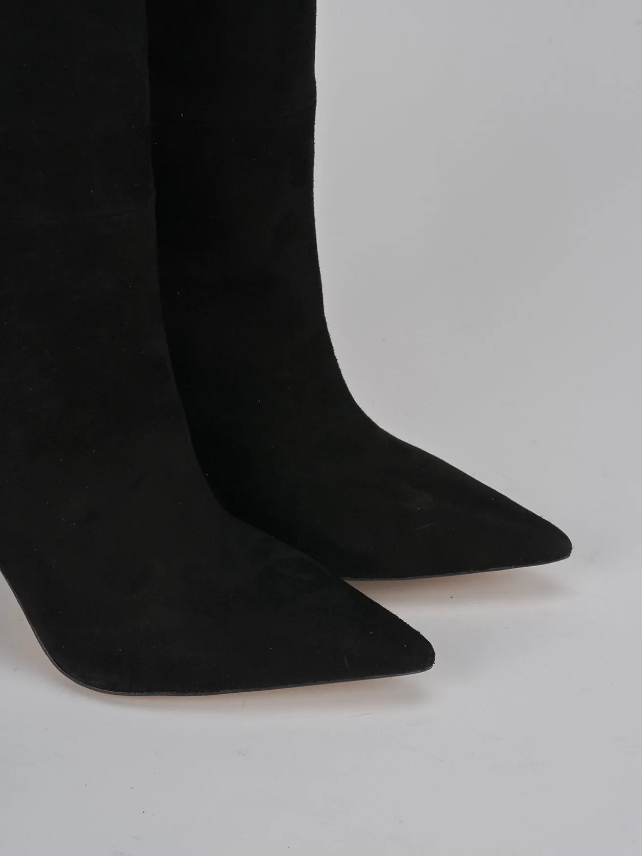 Stivali tacco 9cm camoscio nero