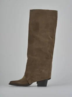 Stivali tacco 8cm camoscio beige