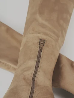 Stivali tacco 9cm camoscio beige