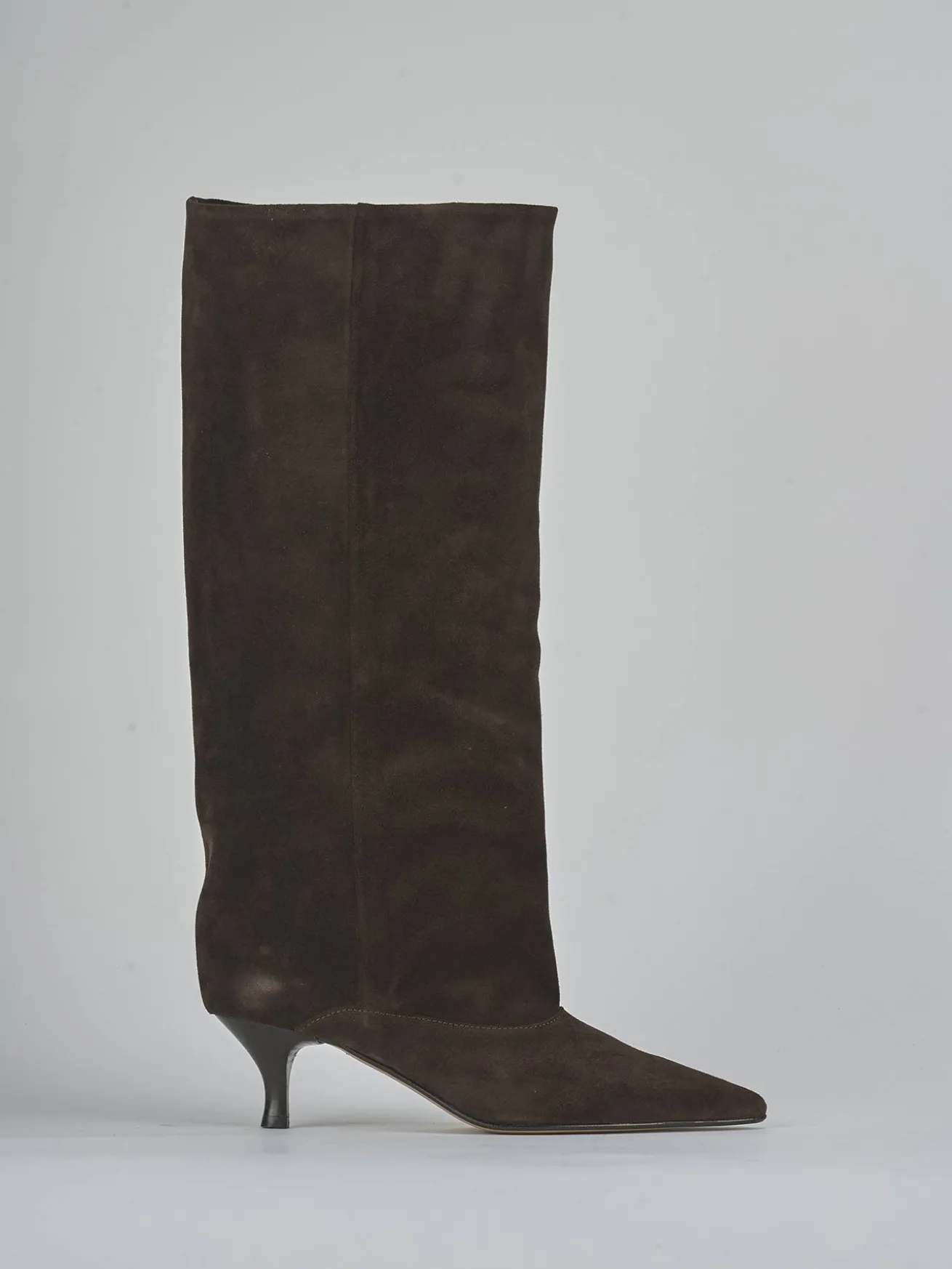 Stivali tacco 5cm camoscio testa