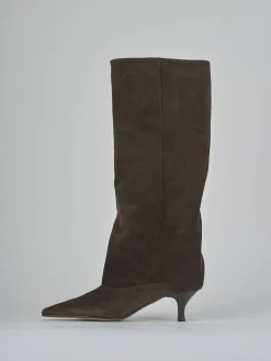 Stivali tacco 5cm camoscio testa