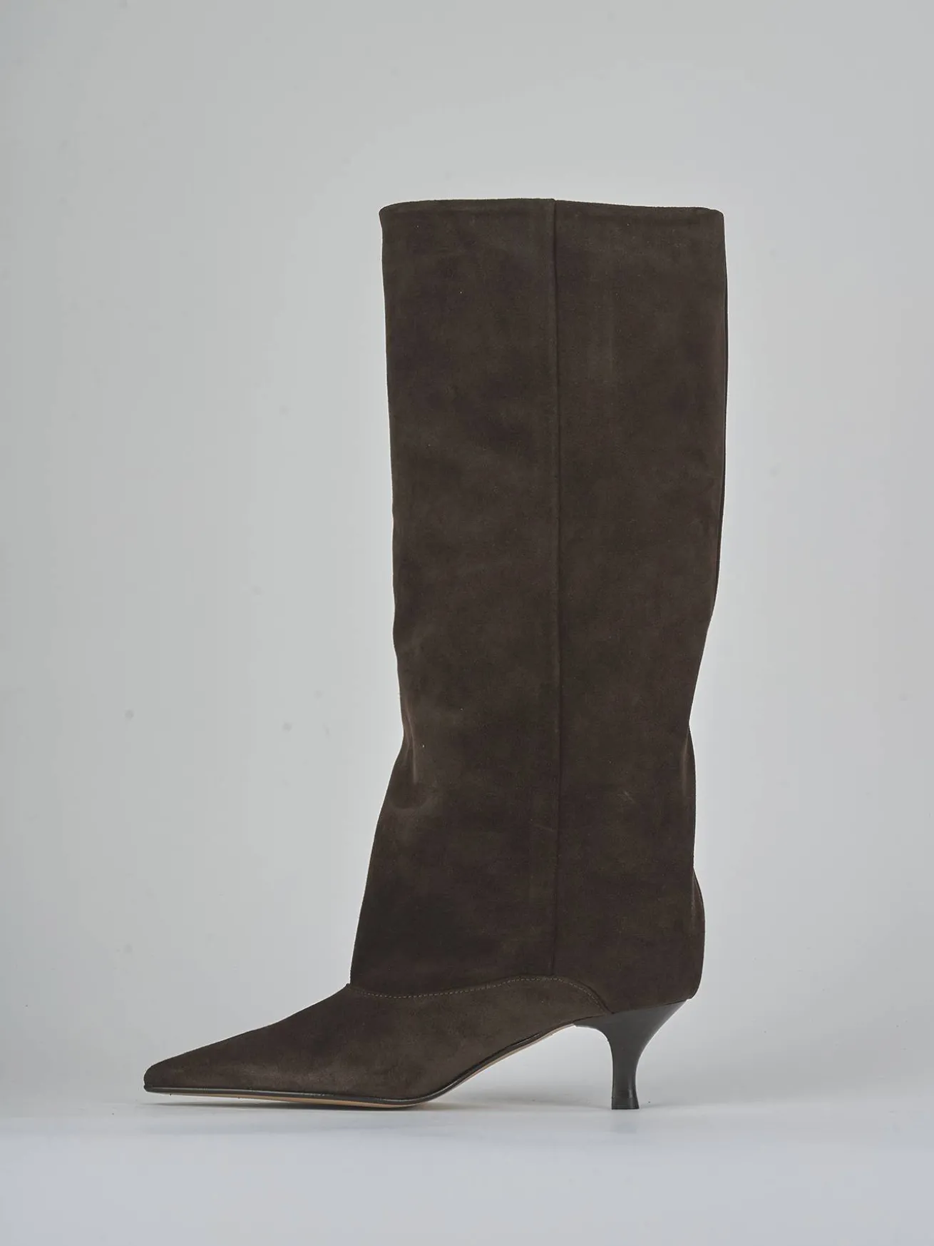 Stivali tacco 5cm camoscio testa