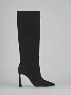 Stivali tacco 9cm camoscio nero