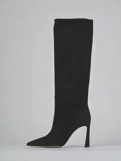 Stivali tacco 9cm camoscio nero