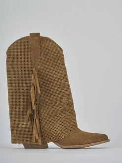 Stivali tacco 7cm camoscio marrone