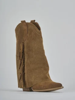 Stivali tacco 7cm camoscio marrone