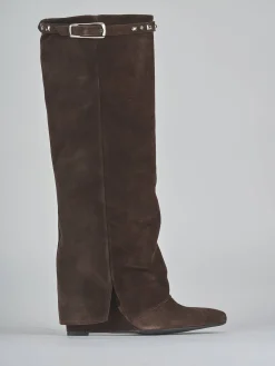 Stivali tacco 10cm camoscio testa