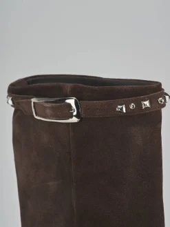 Stivali tacco 10cm camoscio testa