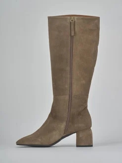 Stivali tacco 6cm camoscio beige