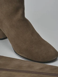 Stivali tacco 6cm camoscio beige