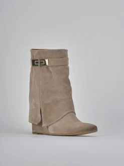 Stivali tacco 9cm camoscio marrone