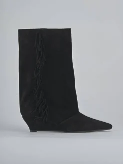 Stivali tacco 5cm camoscio nero