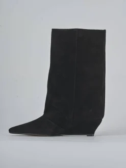 Stivali tacco 5cm camoscio nero